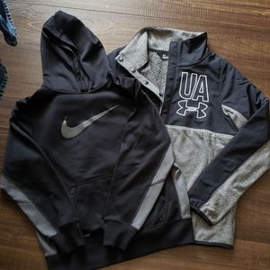 Boys Under Armour sweater and Nike hoodie